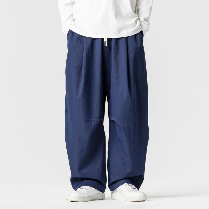 Herren Locker geschnittene Plissee-Ballonhose mit Tunnelzug Drune
