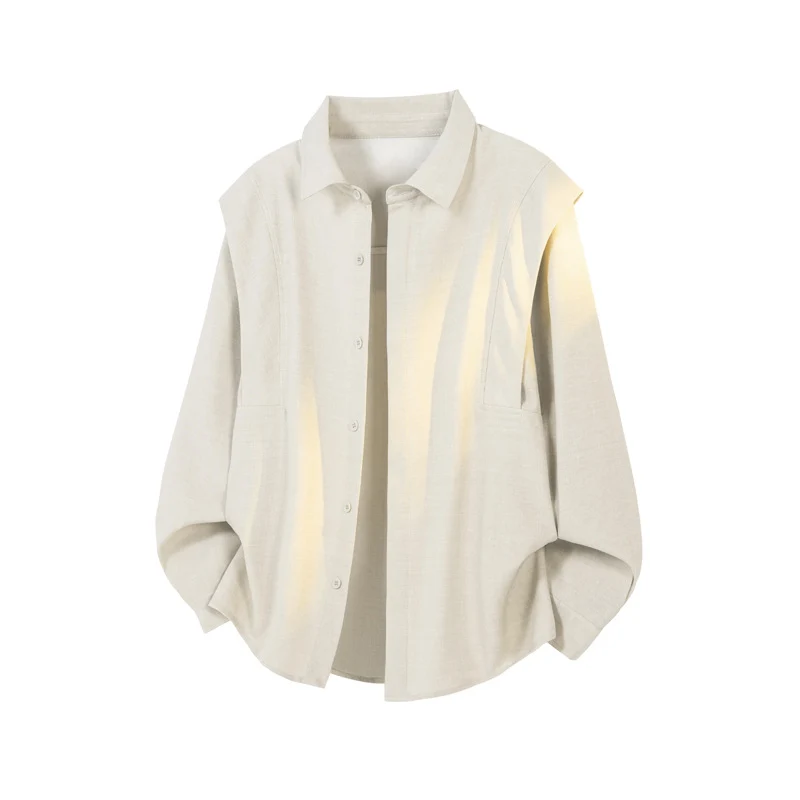 Herren Locker geschnittene Overshirt-Jacke aus Leinen‑Mix mit Hemdkragen Drune