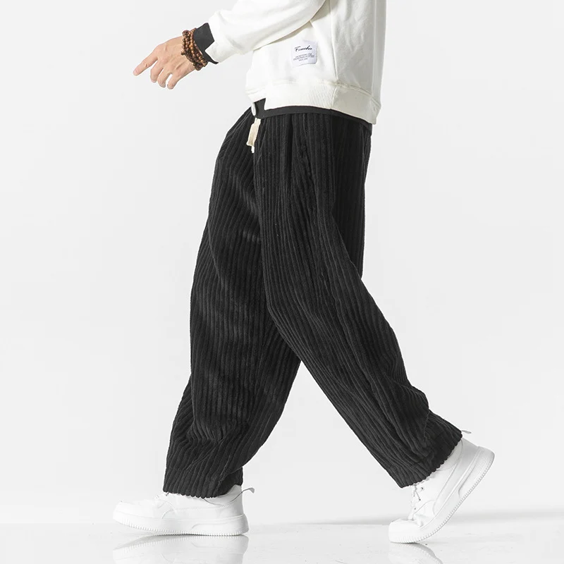 Herren Locker geschnittene Cordhose mit breiten Rippen und Kordelbund Drune