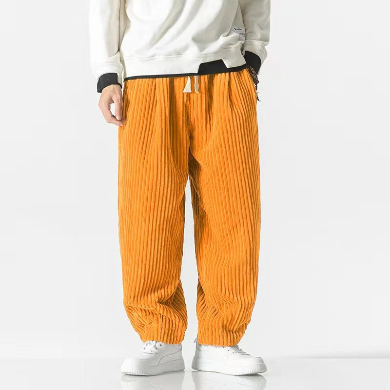Herren Locker geschnittene Cordhose mit breiten Rippen und Kordelbund Drune