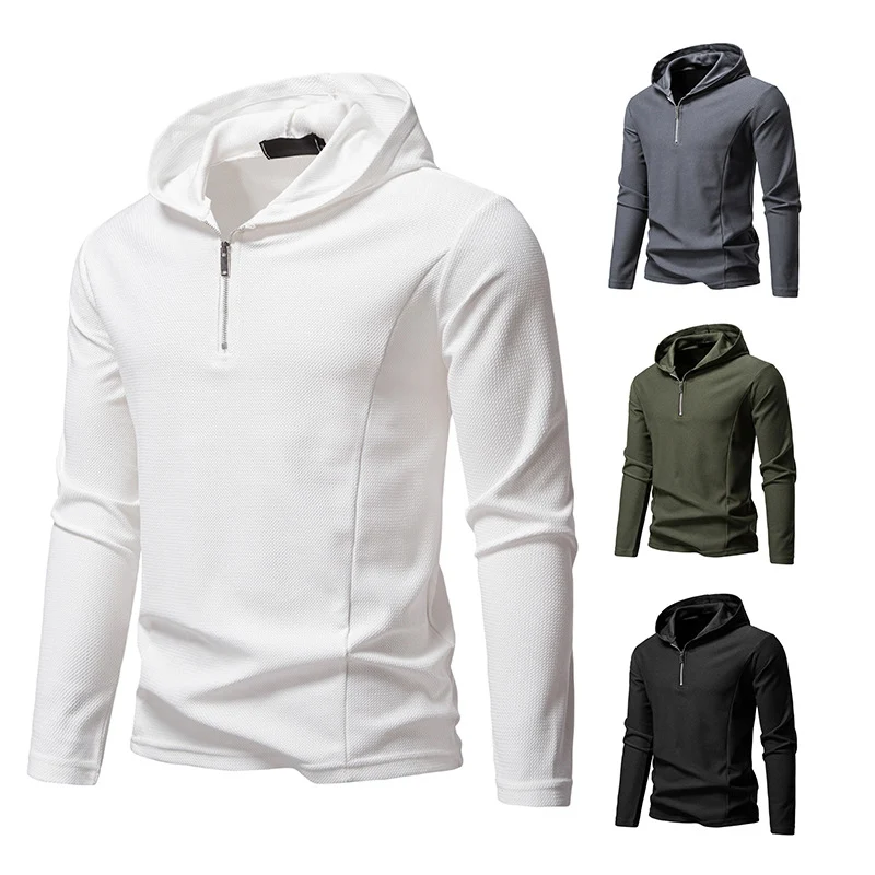 Herren Leichtes texturiertes Halbzip-Kapuzenpullover mit atmungsaktivem Mesh Drune