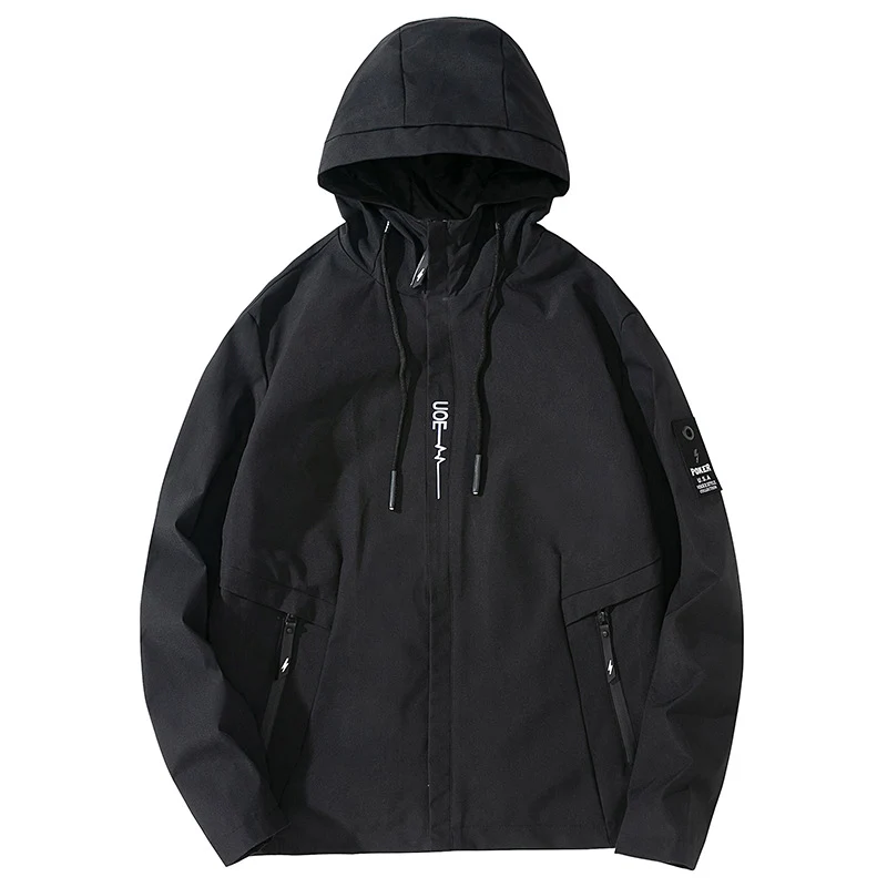 Herren Leichte wasserabweisende Tech-Hoodiejacke mit Kapuze, Reißverschlusstaschen und verstellbarem Saum Drune