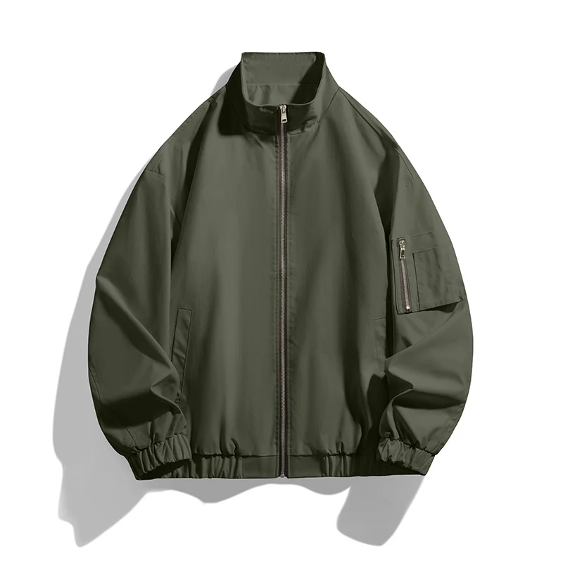 Herren Leichte Utility-Zipjacke mit Stehkragen, Ärmeltasche und elastischem Saum Drune