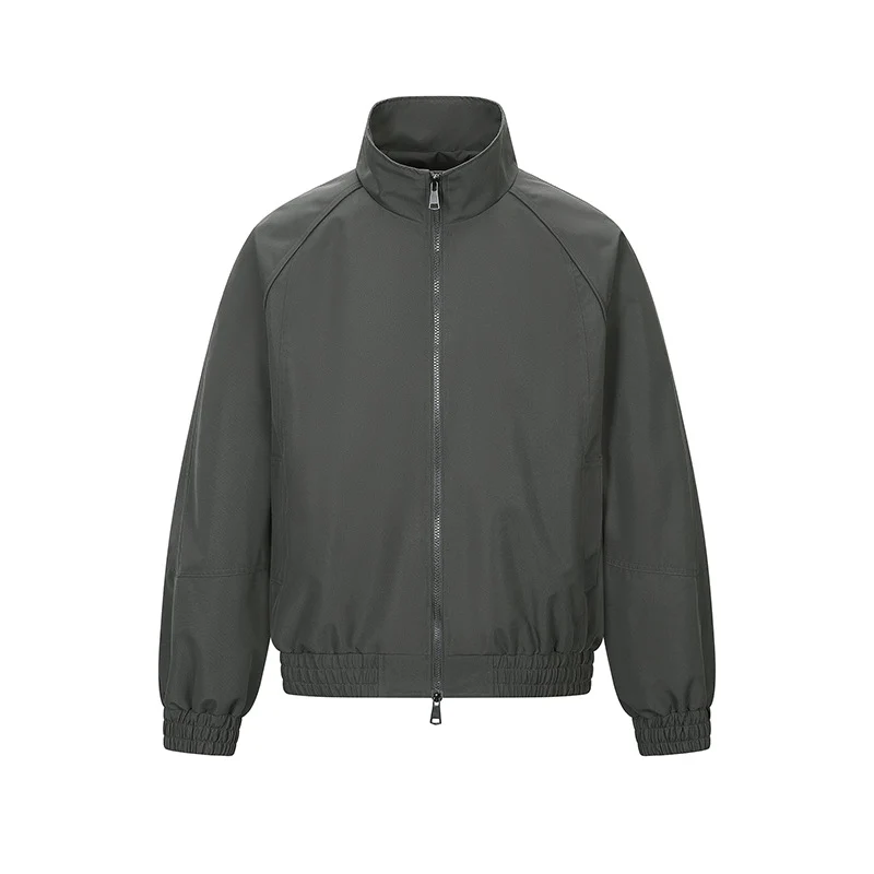 Herren Leichte Utility-Trainingsjacke mit Stehkragen, Zwei-Wege-Reißverschluss und elastischem Bund Drune
