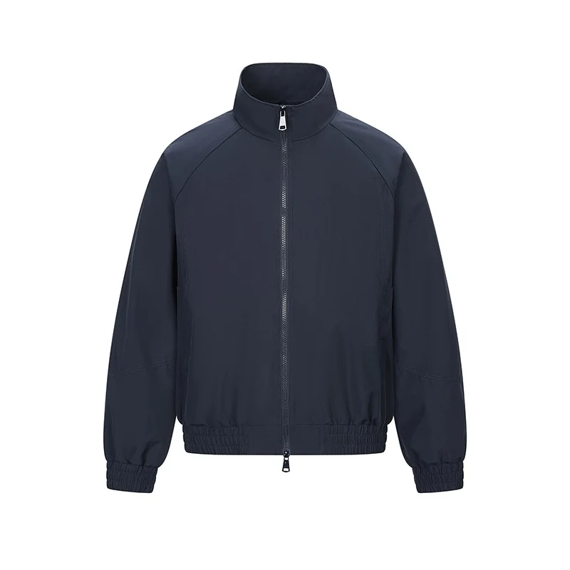 Herren Leichte Utility-Trainingsjacke mit Stehkragen, Zwei-Wege-Reißverschluss und elastischem Bund Drune