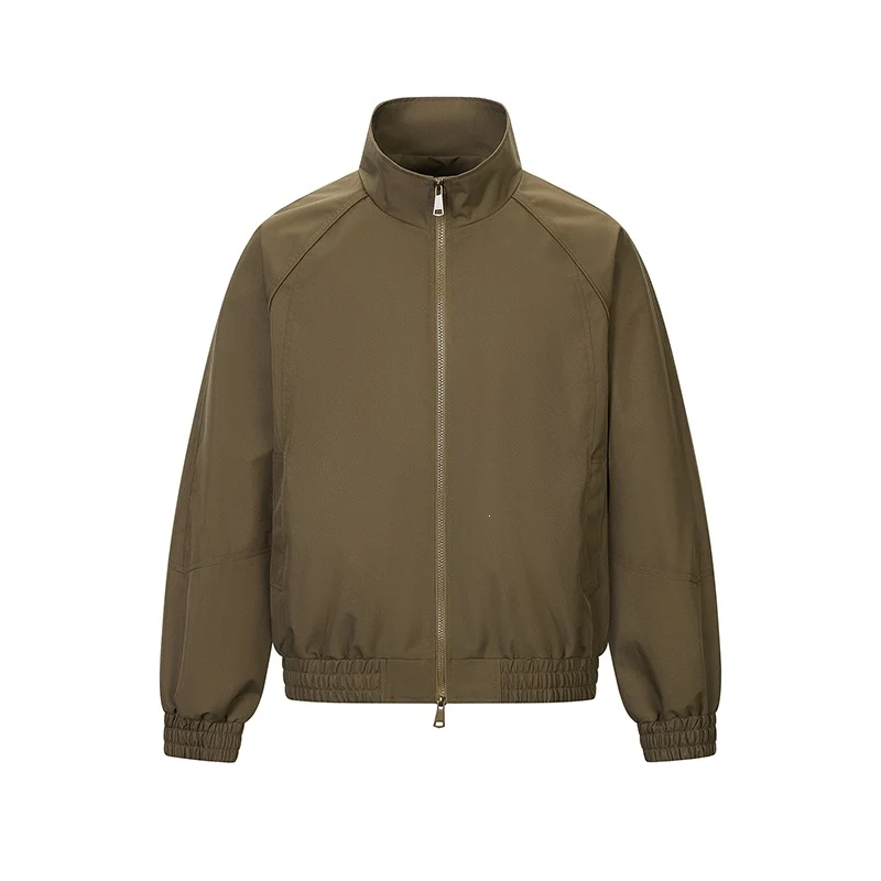 Herren Leichte Utility-Trainingsjacke mit Stehkragen, Zwei-Wege-Reißverschluss und elastischem Bund Drune