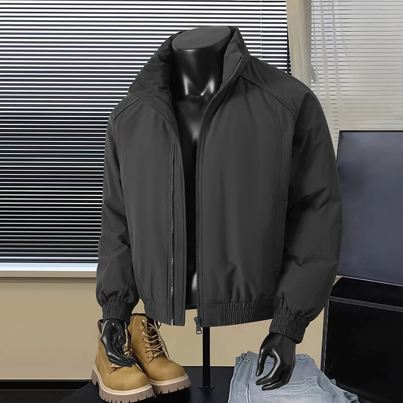 Herren Leichte Harrington-Jacke mit Stehkragen, elastischem Saum und Zwei-Wege-Reißverschluss Drune