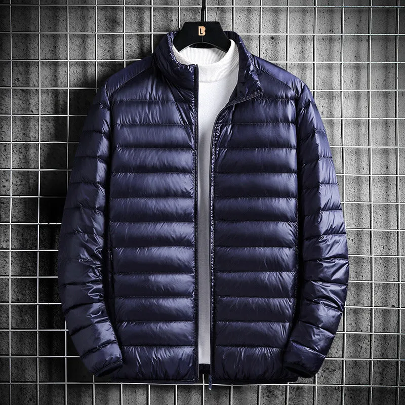 Herren Leichte gesteppte Wärmedämmende Steppjacke mit Stehkragen und Packfunktion Drune