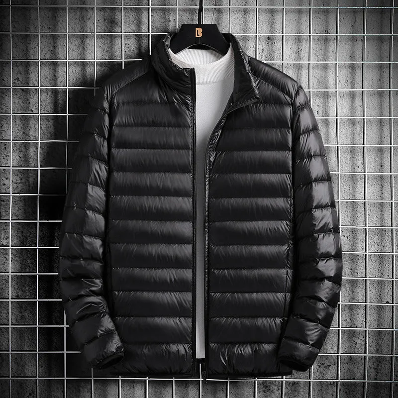 Herren Leichte gesteppte Wärmedämmende Steppjacke mit Stehkragen und Packfunktion Drune
