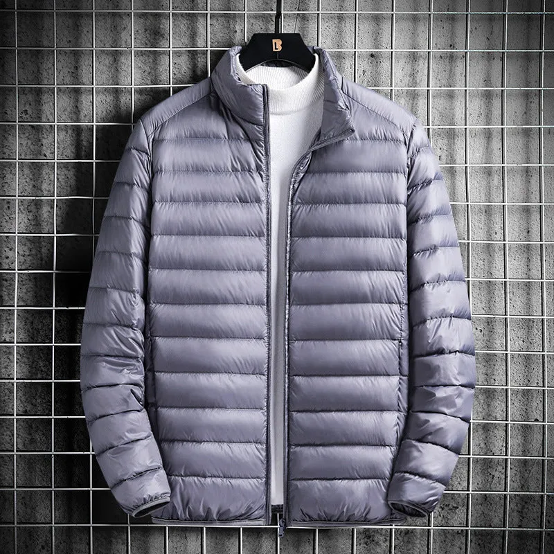 Herren Leichte gesteppte Wärmedämmende Steppjacke mit Stehkragen und Packfunktion Drune