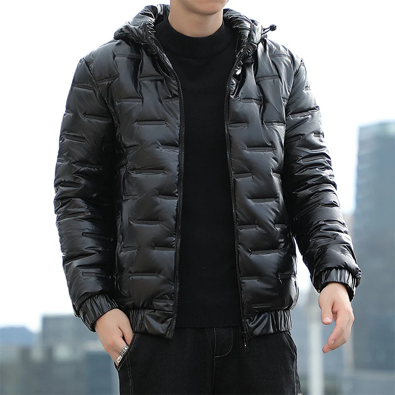 Herren Leichte gesteppte Kapuzen‑Steppjacke mit glänzender Oberfläche und elastischen Bündchen Drune
