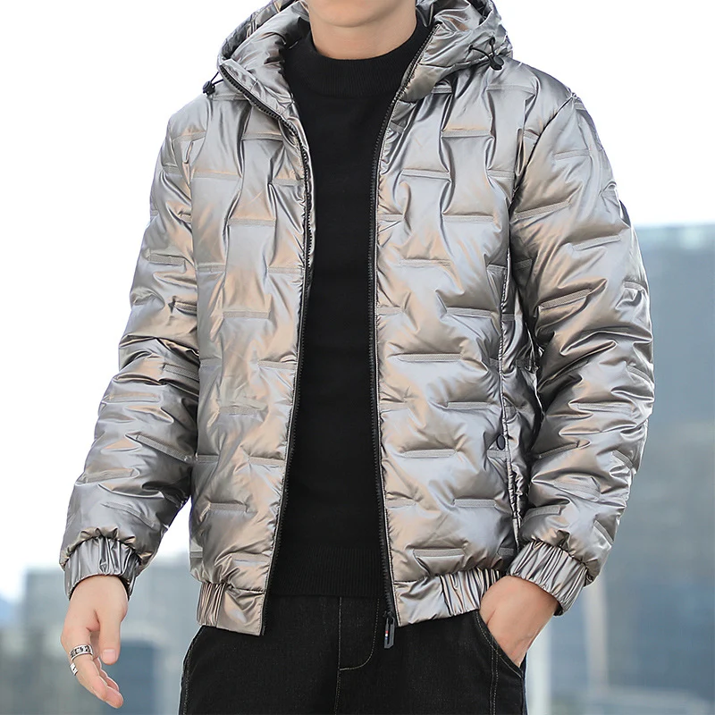 Herren Leichte gesteppte Kapuzen‑Steppjacke mit glänzender Oberfläche und elastischen Bündchen Drune