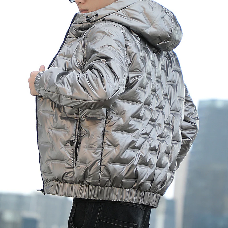 Herren Leichte gesteppte Kapuzen‑Steppjacke mit glänzender Oberfläche und elastischen Bündchen Drune