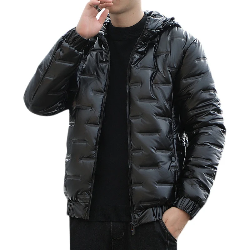 Herren Leichte gesteppte Kapuzen‑Steppjacke mit glänzender Oberfläche und elastischen Bündchen Drune
