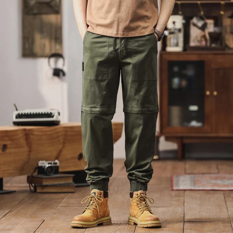Herren Zip-Off-Cargo-Jogger mit Tunnelzugbund, Knietrennung und elastischen Bündchen Drune