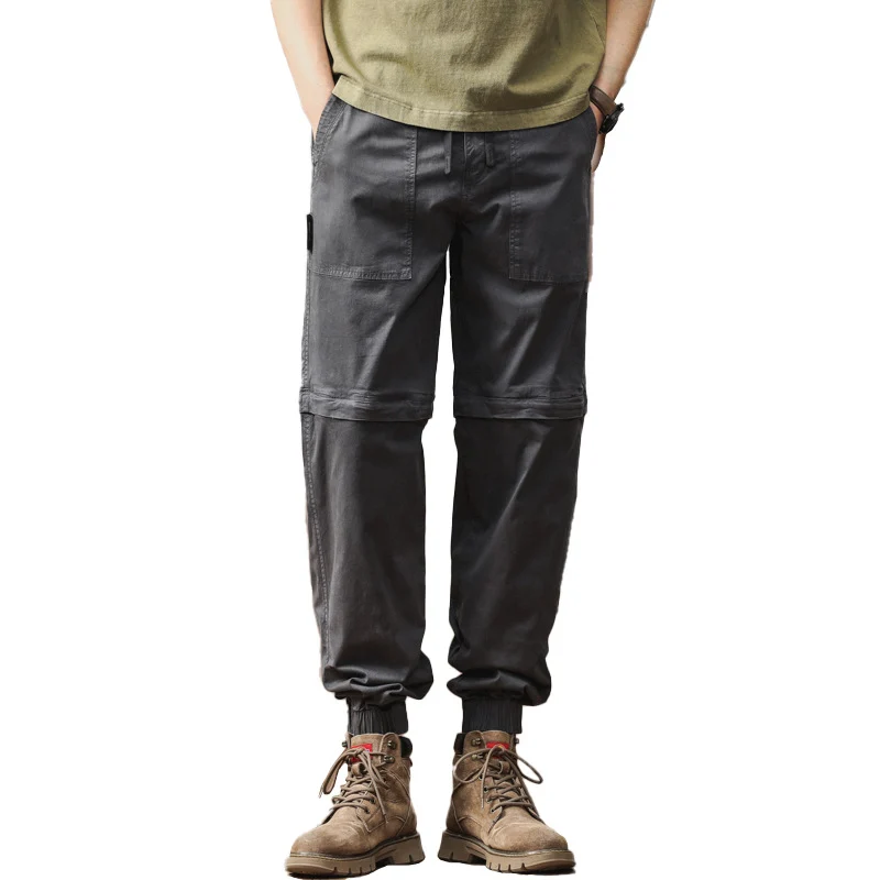 Herren Zip-Off-Cargo-Jogger mit Tunnelzugbund, Knietrennung und elastischen Bündchen Drune