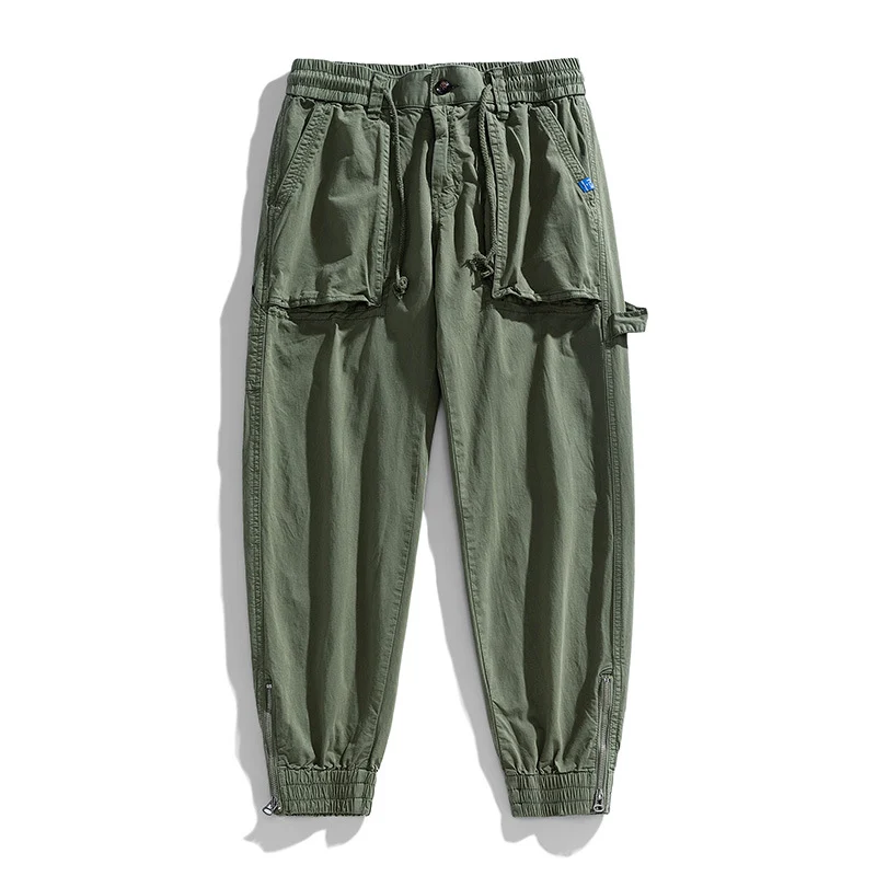 Herren Workwear-Cargohose im Tech-Joggerstil mit aufgesetzten Fronttaschen, Hammer-Schlaufe und Knöchel-Reißverschlüssen Drune