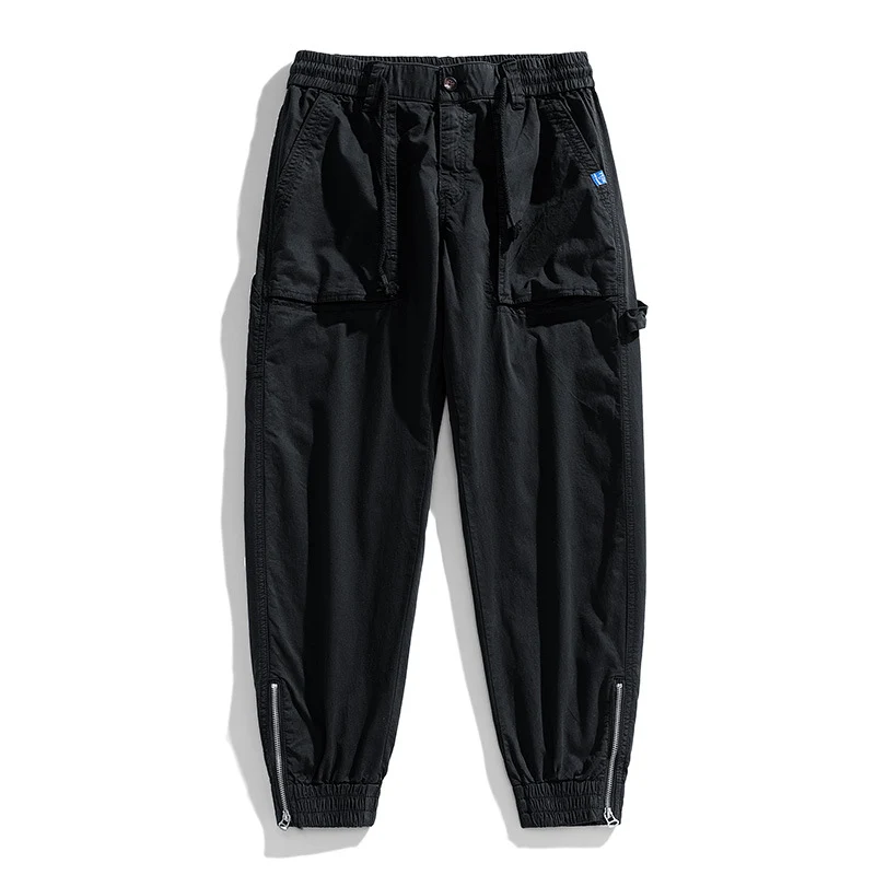 Herren Workwear-Cargohose im Tech-Joggerstil mit aufgesetzten Fronttaschen, Hammer-Schlaufe und Knöchel-Reißverschlüssen Drune