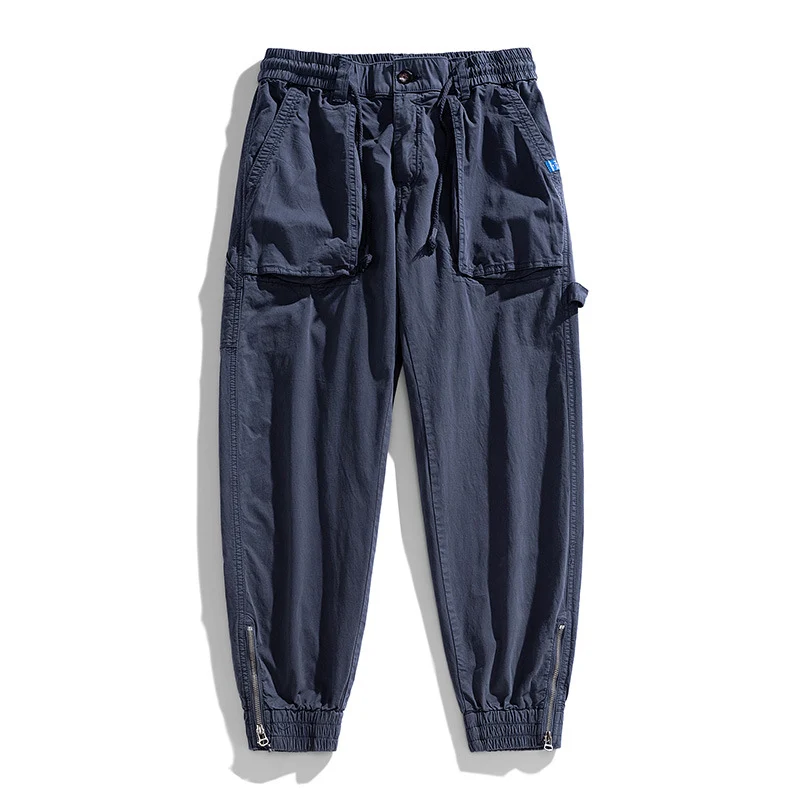 Herren Workwear-Cargohose im Tech-Joggerstil mit aufgesetzten Fronttaschen, Hammer-Schlaufe und Knöchel-Reißverschlüssen Drune