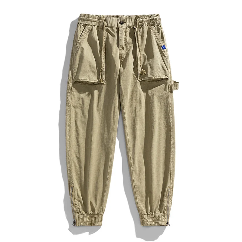 Herren Workwear-Cargohose im Tech-Joggerstil mit aufgesetzten Fronttaschen, Hammer-Schlaufe und Knöchel-Reißverschlüssen Drune