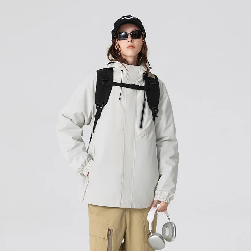 Herren Winddichte atmungsaktive Regen‑ und Softshelljacke mit verstellbarer Kapuze und reflektierenden Einsätzen Drune