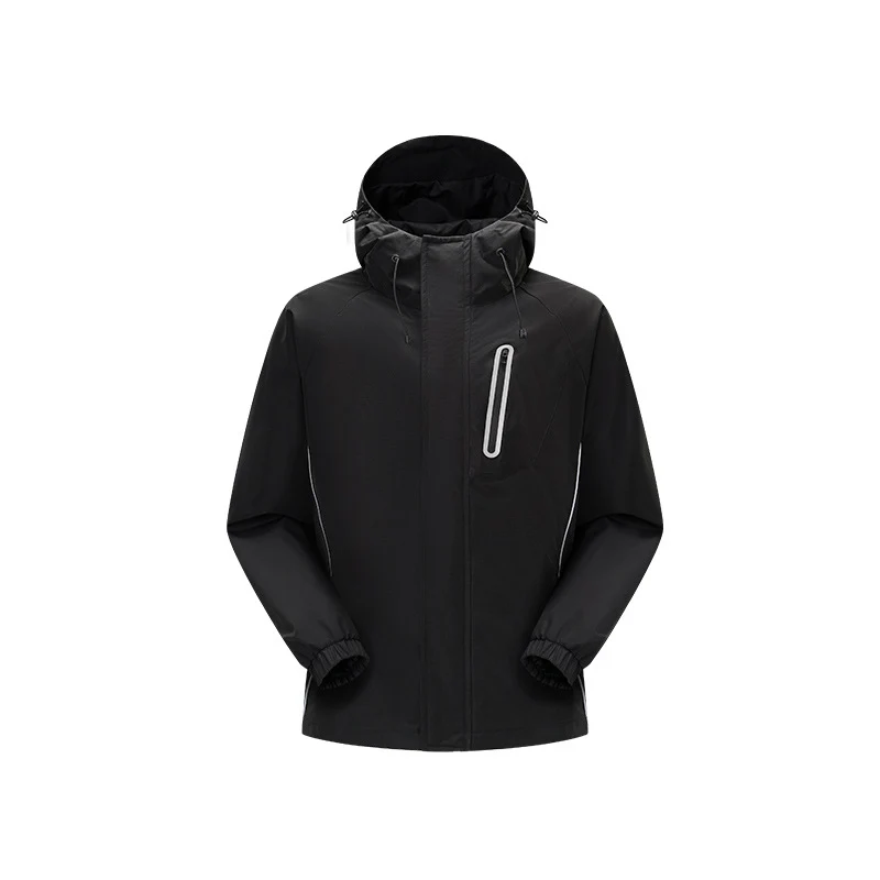Herren Winddichte atmungsaktive Regen‑ und Softshelljacke mit verstellbarer Kapuze und reflektierenden Einsätzen Drune