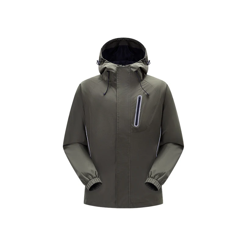 Herren Winddichte atmungsaktive Regen‑ und Softshelljacke mit verstellbarer Kapuze und reflektierenden Einsätzen Drune