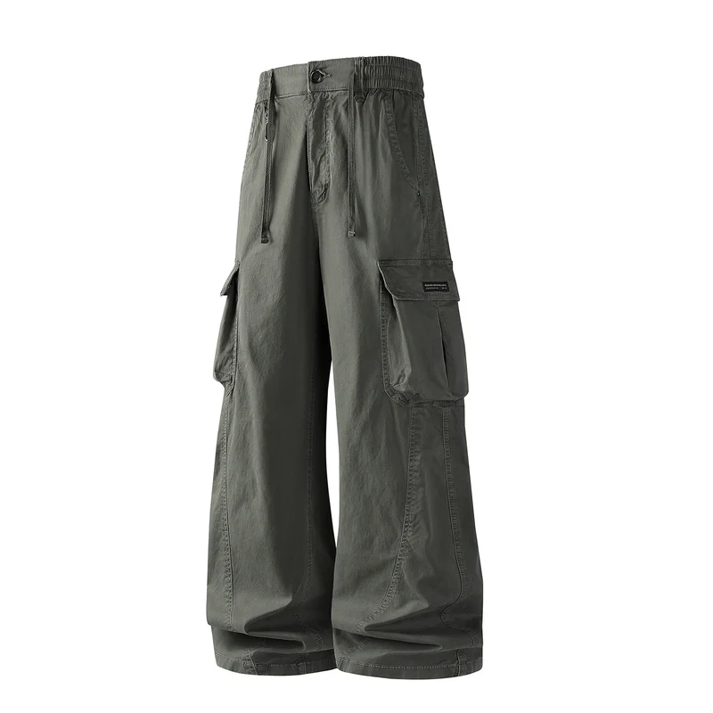 Herren Weite Utility-Cargohose mit Tunnelzugbund, Segmentnähten und großen Klappfächern Drune