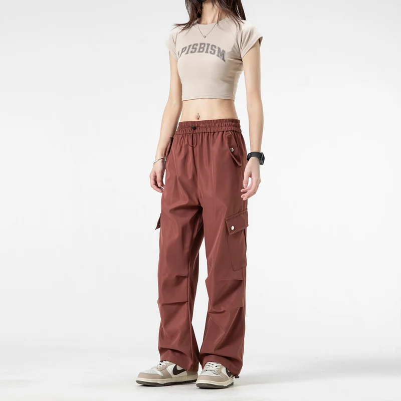Herren Weite Utility-Cargohose mit Tunnelzugbund, Klapptaschen und verstellbaren Saumabschlüssen Drune