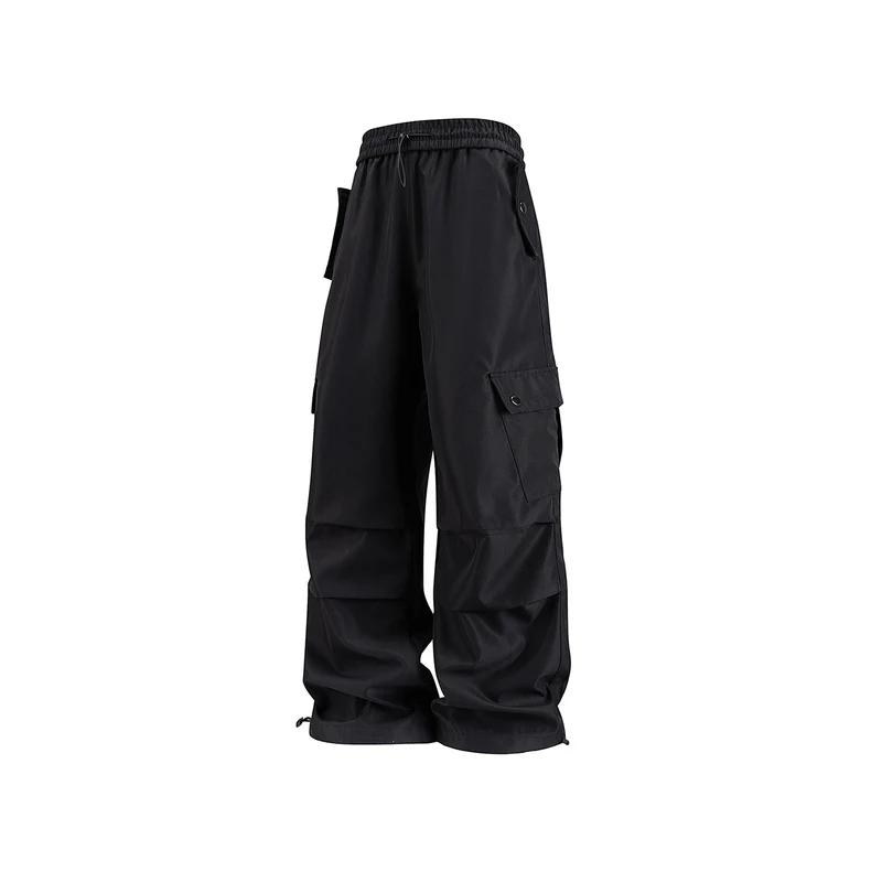 Herren Weite Utility-Cargohose mit Tunnelzugbund, Klapptaschen und verstellbaren Saumabschlüssen Drune