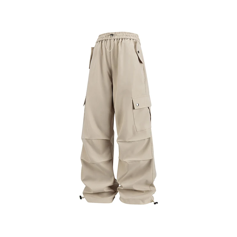 Herren Weite Utility-Cargohose mit Tunnelzugbund, Klapptaschen und verstellbaren Saumabschlüssen Drune