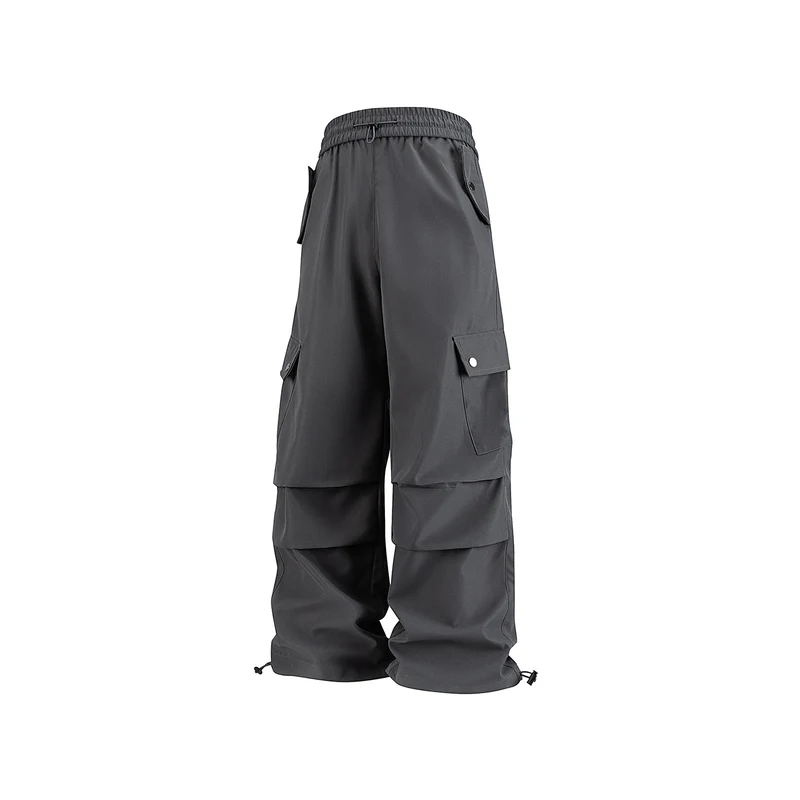 Herren Weite Utility-Cargohose mit Tunnelzugbund, Klapptaschen und verstellbaren Saumabschlüssen Drune