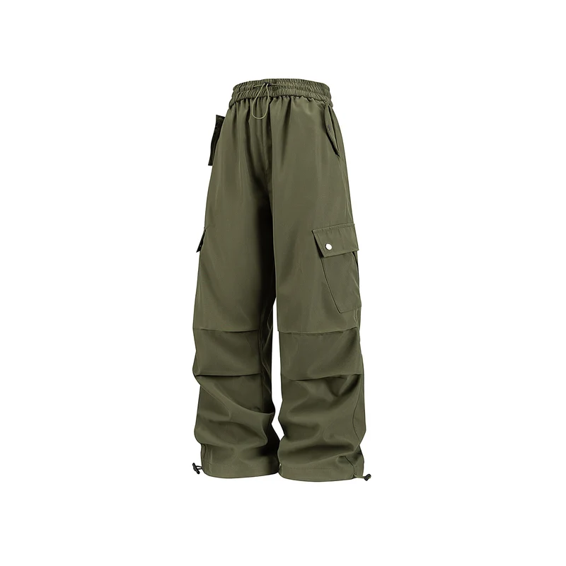 Herren Weite Utility-Cargohose mit Tunnelzugbund, Klapptaschen und verstellbaren Saumabschlüssen Drune