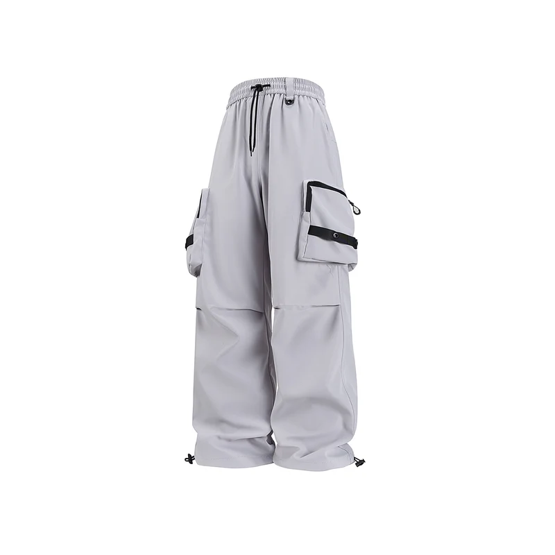 Herren Weite Utility-Cargohose mit großvolumigen Klappentaschen und Kordelzugbund Drune