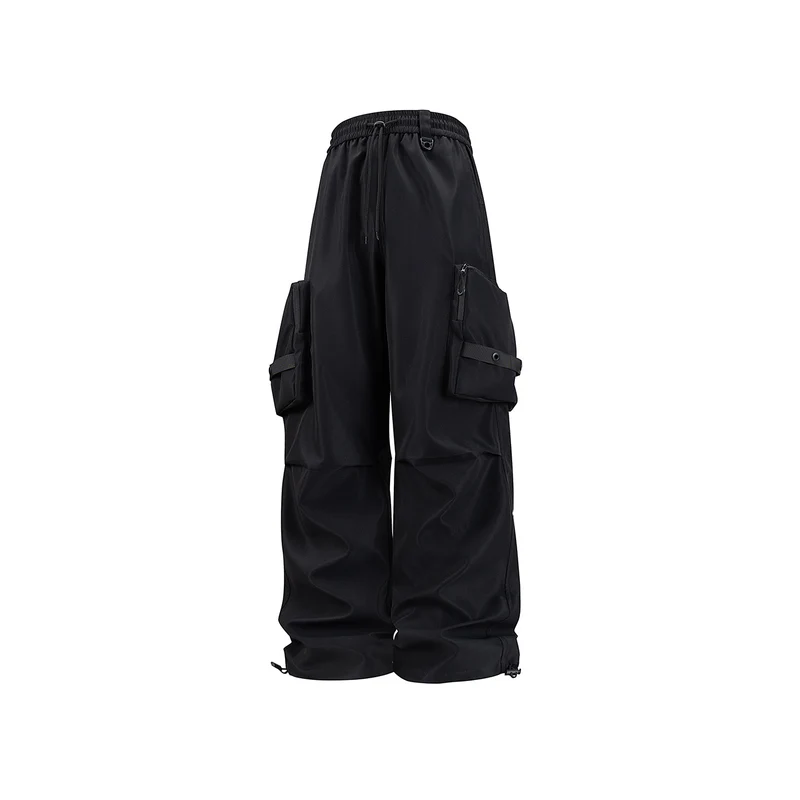 Herren Weite Utility-Cargohose mit großvolumigen Klappentaschen und Kordelzugbund Drune