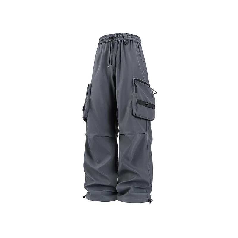 Herren Weite Utility-Cargohose mit großvolumigen Klappentaschen und Kordelzugbund Drune