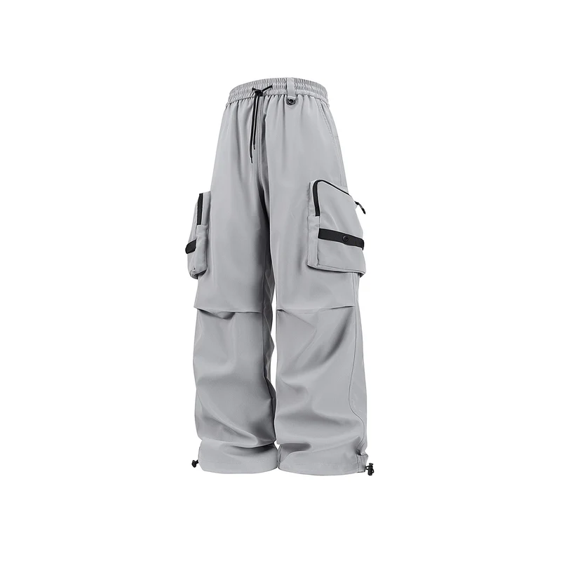 Herren Weite Utility-Cargohose mit großvolumigen Klappentaschen und Kordelzugbund Drune