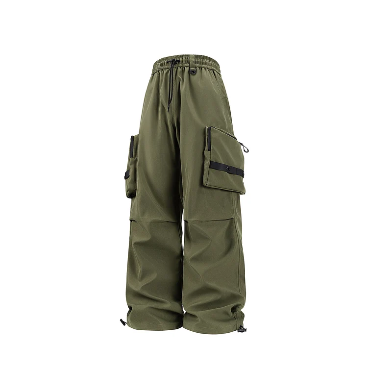 Herren Weite Utility-Cargohose mit großvolumigen Klappentaschen und Kordelzugbund Drune