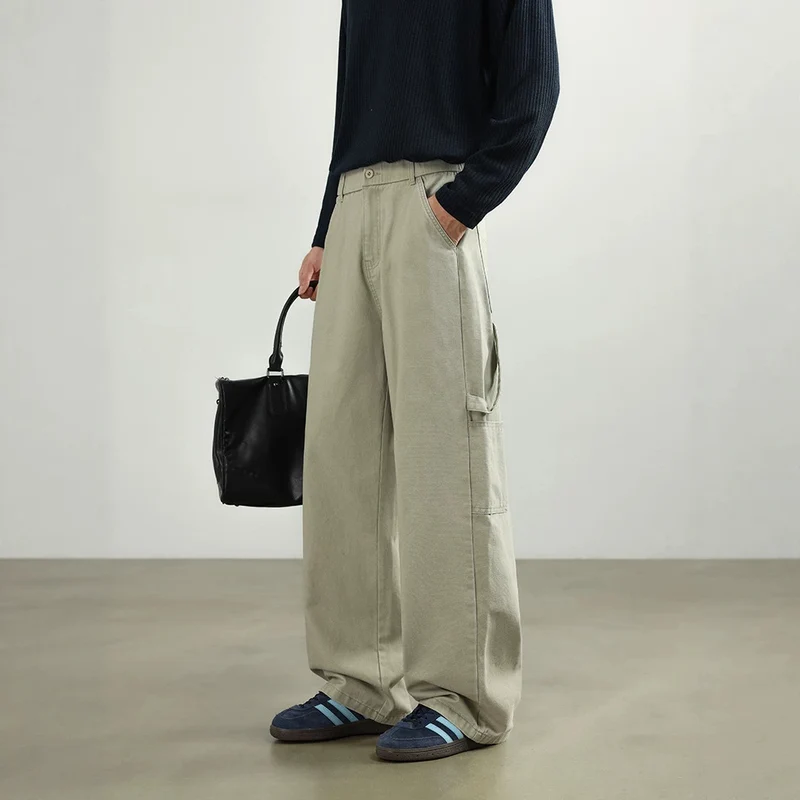 Herren Weite Utility-Cargohose mit elastischem Bund und geradem Bein Drune
