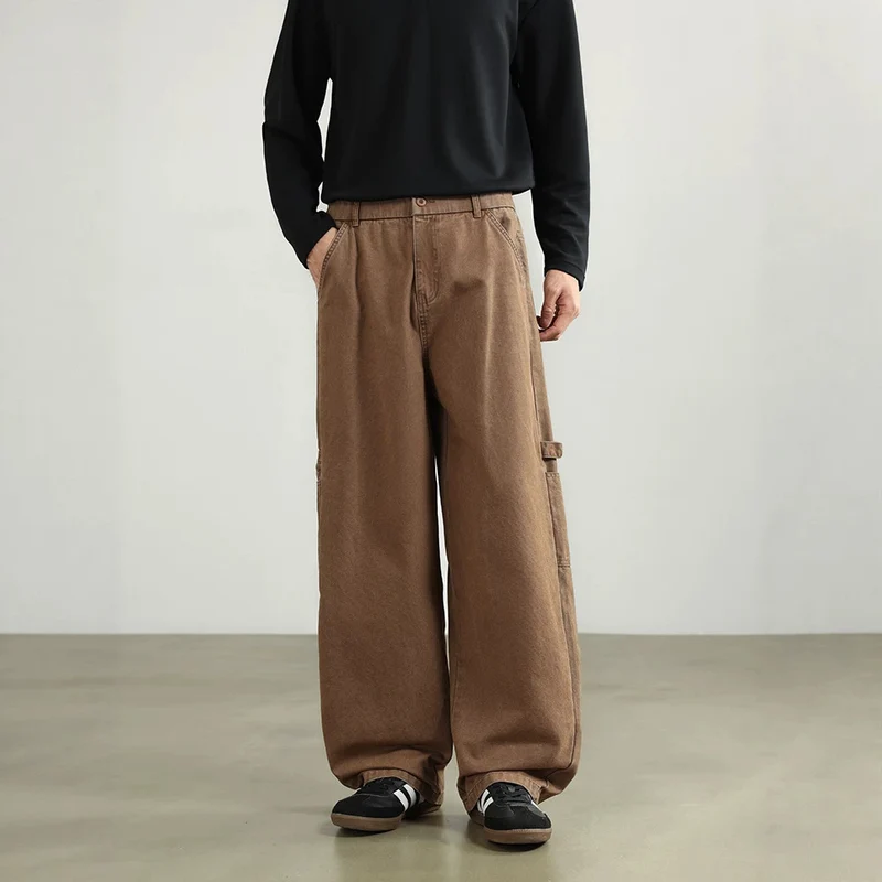 Herren Weite Utility-Cargohose mit elastischem Bund und geradem Bein Drune