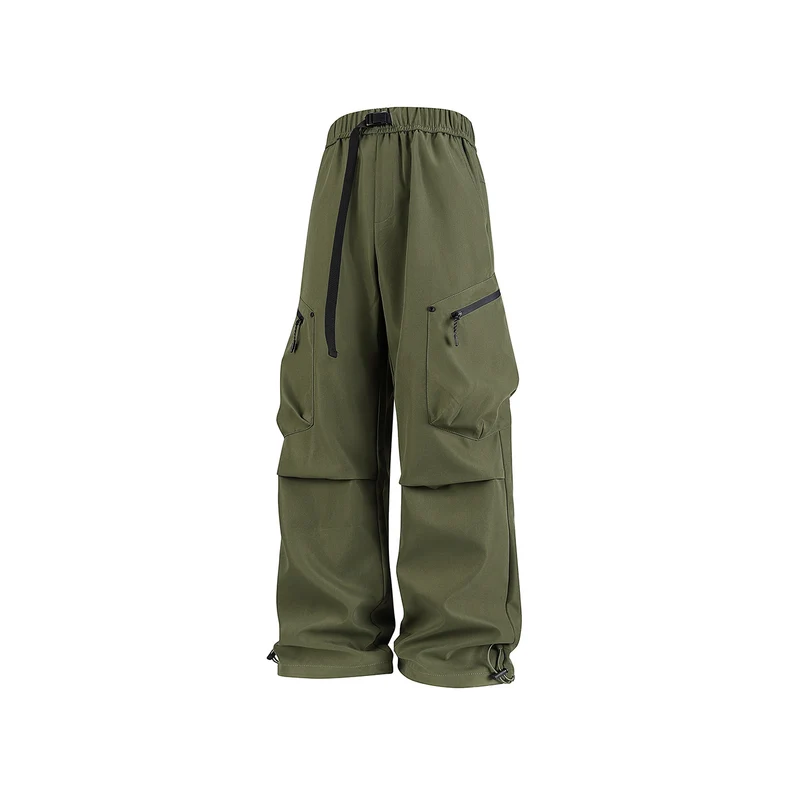 Herren Weite Utility‑Cargohose mit elastischem Bund, Reißverschluss‑Taschen und verstellbarem Saum Drune