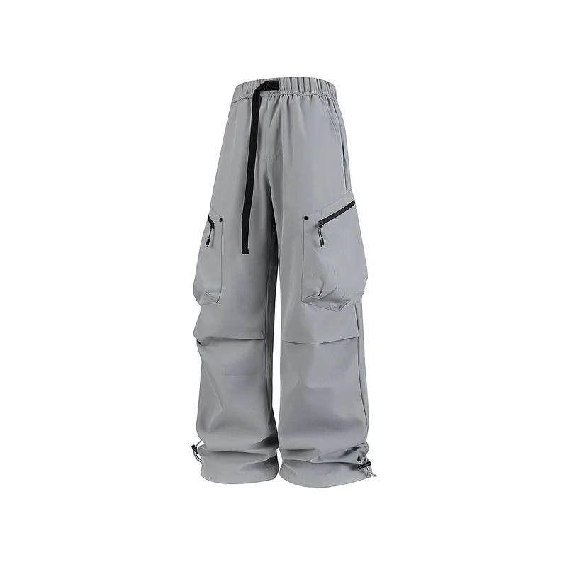 Herren Weite Utility‑Cargohose mit elastischem Bund, Reißverschluss‑Taschen und verstellbarem Saum Drune