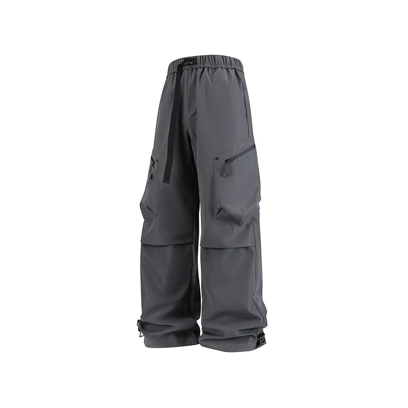 Herren Weite Utility‑Cargohose mit elastischem Bund, Reißverschluss‑Taschen und verstellbarem Saum Drune