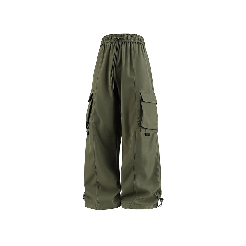 Herren weite Utility‑Cargohose im Baggy‑Cut mit Tunnelzugbund, großen Klappentaschen und verstellbarem Beinabschluss Drune