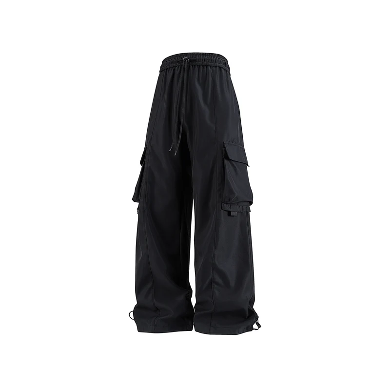 Herren weite Utility‑Cargohose im Baggy‑Cut mit Tunnelzugbund, großen Klappentaschen und verstellbarem Beinabschluss Drune