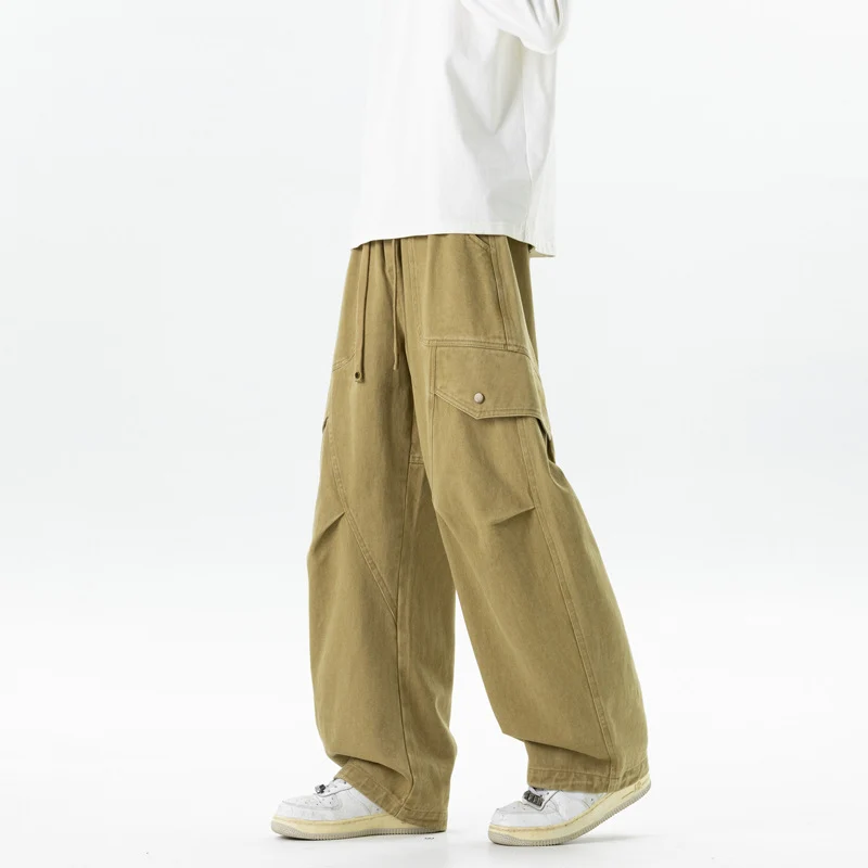 Herren weite Utility-Cargo-Hose mit Tunnelzugbund und großen Klappentaschen Drune