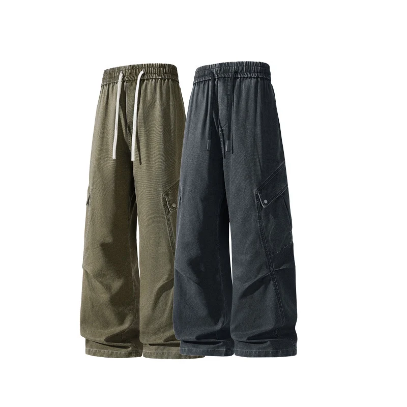 Herren Weite Utility-Cargo-Hose im Baggy‑Cut mit Tunnelzugbund und großen Klappentaschen Drune