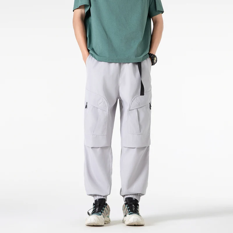 Herren Weite technische Cargo-Joggerhose mit elastischem Tunnelzugbund und Mehrfachtaschen Drune