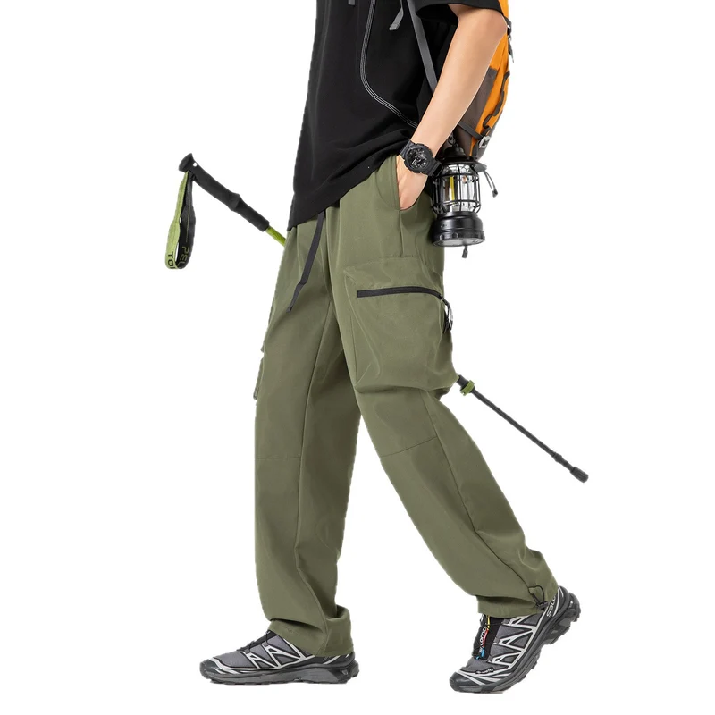 Herren Weite technische Cargo‑Hose mit Multifachtaschen, Tunnelzugbund und verstellbaren Beinabschlüssen Drune