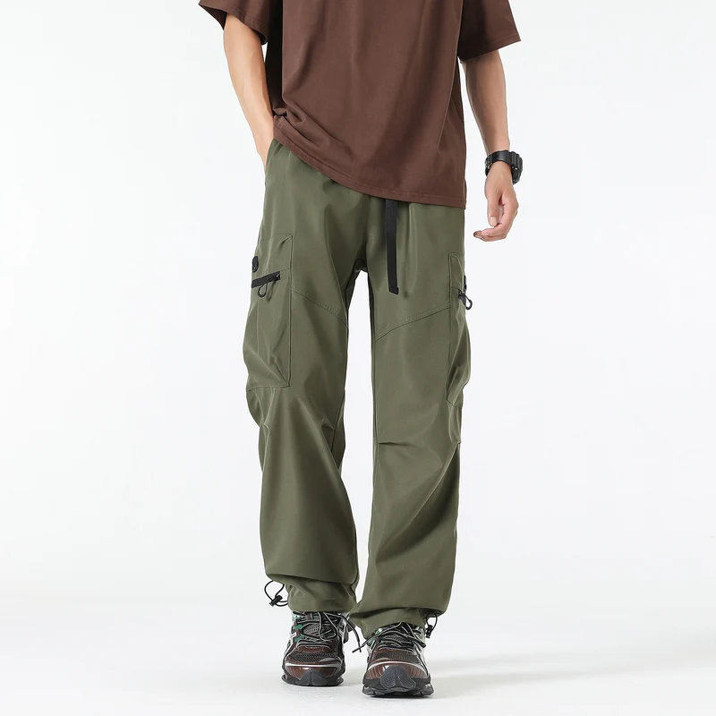 Herren Weite technische Cargo-Hose mit Multifachtaschen, Tunnelzug und verstellbaren Beinabschlüssen Drune
